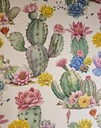 Bloemenstof met cactus in Boheemse stijl, natuurlijk katoen!