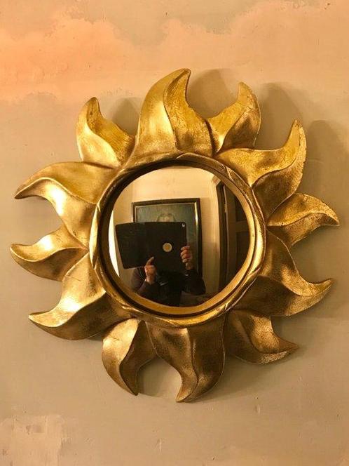 Miroir convexe soleil doré antique 18cm