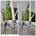 Delft - Kaars wandlamp (2) - Delfts blauw - Messing