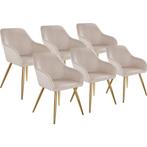tectake Eetkamerstoel Marilyn fluweellook, gouden poten - ta, Huis en Inrichting, Stoelen, Verzenden, Nieuw