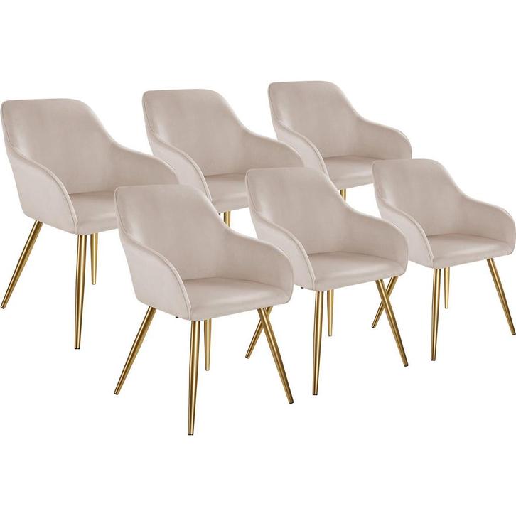 tectake Eetkamerstoel Marilyn fluweellook, gouden poten - ta, Huis en Inrichting, Stoelen, Verzenden