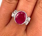 Ring - 18 karaat Witgoud Robijn - Diamant, Nieuw