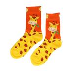 Sokken katoen - giraffe print - oranje geel bruin - maat, Nieuw