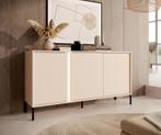 Dressoir Beige - 153x81x40 cm - Metalen poten, Huis en Inrichting, Kasten | Dressoirs, Verzenden, Nieuw, 25 tot 50 cm, 150 tot 200 cm