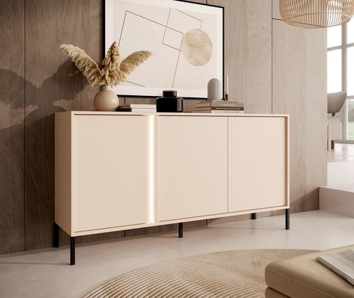 Dressoir Beige - 153x81x40 cm - Metalen poten, Maison & Meubles, Armoires | Dressoirs, Envoi