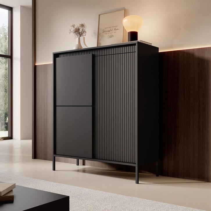 Meubella Dressoir Saran mat zwart 104 cm, Huis en Inrichting, Kasten | Dressoirs, 25 tot 50 cm, Nieuw, 100 tot 150 cm, Verzenden