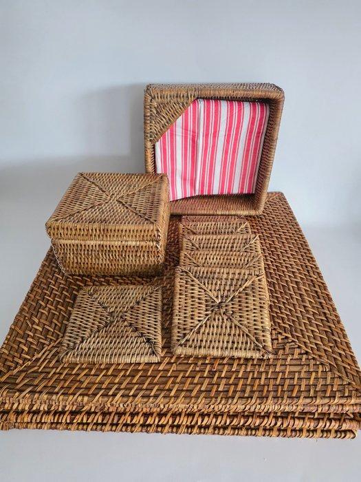 Flamant - Onderzetter (14) - Onderborden - Rattan, Antiquités & Art, Antiquités | Ustensiles de cuisine