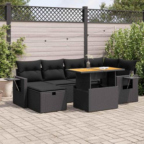 vidaXL Salon de jardin avec coussins 8 pcs noir rÃ©sine, Tuin en Terras, Tuinsets en Loungesets, Verzenden