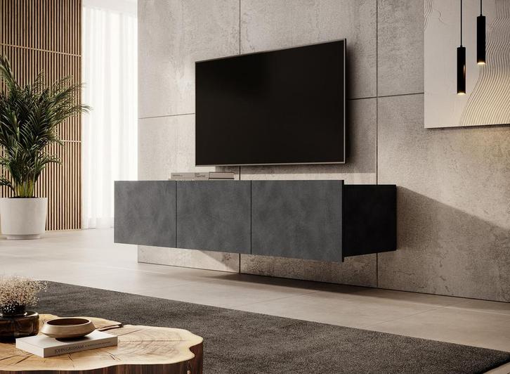 Meubella TV-Meubel Calabas grijs 150 cm hangend, Huis en Inrichting, Kasten |Televisiemeubels, 25 tot 50 cm, Nieuw, Overige materialen