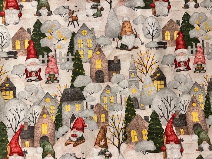 Elegante kerstpatchwork-thema stof gnomi. - Textiel - 2.8 m, Diversen, Kerst