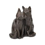 Beeldje - Cuddling cats in love - Brons