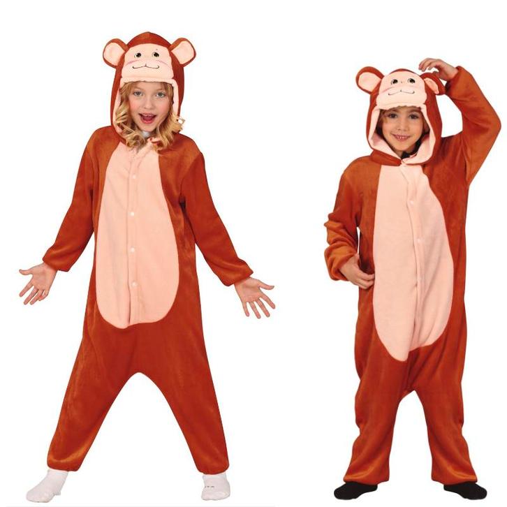 Apen Onesie Kind Bruin 5-6 jaar | 110-115cm, Kinderen en Baby's, Carnavalskleding en Verkleedspullen, Nieuw, Verzenden