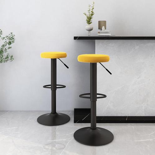 vidaXL Tabourets de bar lot de 2 jaune moutarde velours, Maison & Meubles, Tabourets de bar, Neuf, Envoi