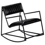 vidaXL Schommelstoel echt leer zwart, Huis en Inrichting, Stoelen, Verzenden, Nieuw