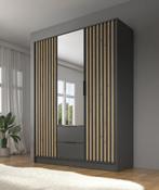 Kledingkast Antraciet 155x51x200 Garderobekast spiegel, Huis en Inrichting, Kasten | Overige, Verzenden, Nieuw