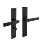 Deurklink Hera op schild WC slot 63mm mat zwart, Ophalen of Verzenden, Nieuw, Overige materialen, Klink of Kruk