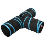 vidaXL Kattentunnel 3-voudig 90 cm polyester zwart en blauw, Kinderen en Baby's, Verzenden, Nieuw