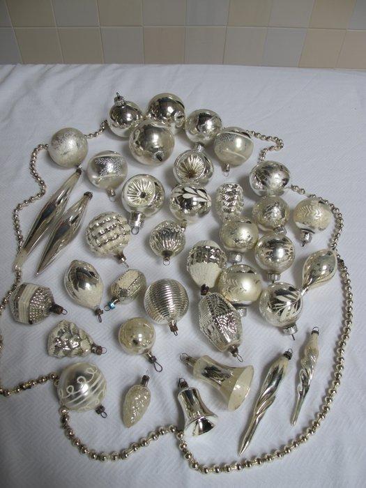 Kerstballen (38) - Antieke en vintage glazen zilveren, Diversen, Kerst