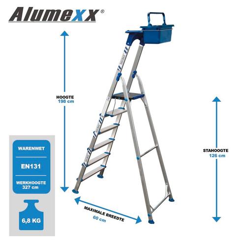 Alumexx Twin-Deck 2.0 Huishoudtrap, Doe-het-zelf en Bouw, Ladders en Trappen, Trap, Nieuw, Verzenden
