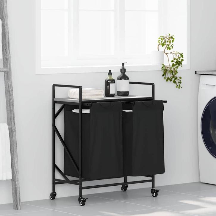 vidaXL Wasmand 2 vakken met planken grijs sonoma eiken, Huis en Inrichting, Woonaccessoires | Overige, Nieuw, Verzenden