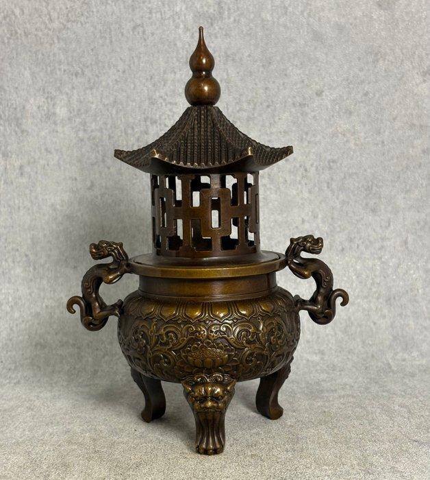 Brûleur dencens pagode - Bronze - Chine - Fin du XXe siècle, Antiquités & Art, Antiquités | Autres Antiquités