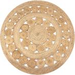 vidaXL Tapijt met ontwerp rond 150 cm gevlochten jute, Huis en Inrichting, Stoffering | Tapijten en Vloerkleden, Verzenden, Nieuw