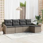 vidaXL Tuin Eettafel Set 5 pcs Grijs Poly Rattan en, Verzenden, Nieuw