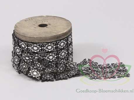 Brocantband ornament 4 cm. rol 2 meter. zilverkleur, Huis en Inrichting, Woonaccessoires | Kunstplanten en Kunstbloemen, Nieuw