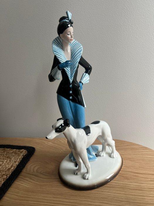 Rodin - Beeldje - Suknia wieczorowa z chartem - Porselein,, Antiek en Kunst, Kunst | Designobjecten