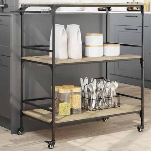 vidaXL Keukentrolley 100,5x50x105 cm bewerkt hout sonoma, Huis en Inrichting, Keuken | Keukenbenodigdheden, Nieuw, Verzenden