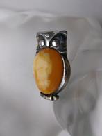 Argent, Ambre butterscotch - Broche - Hibou au style Art