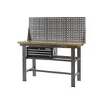 Werkbank grijs 150 cm met hardhouten blad + gereedschapskist, Doe-het-zelf en Bouw, Ophalen of Verzenden, Nieuw