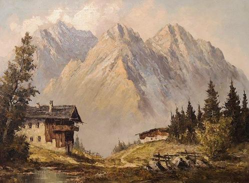 Heinrich Hartung (1888-1966) - Berghof Alpen, Antiek en Kunst, Kunst | Schilderijen | Klassiek