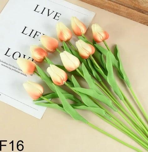 Tulpen Zalm Real Touch Foam 33 cm Bundel ca. 10 stuks, Huis en Inrichting, Woonaccessoires | Kunstplanten en Kunstbloemen, Nieuw