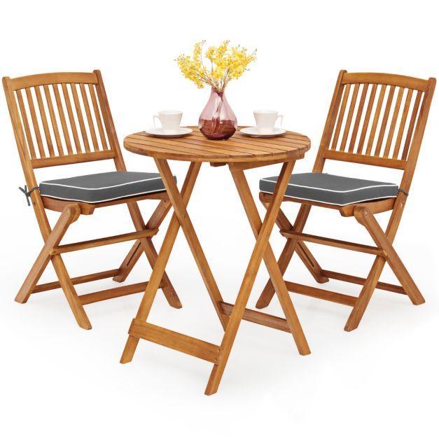 2eChoix | Ensemble bistrot pliant en bois dacacia Coast 3, Tuin en Terras, Overige Tuin en Terras, Ophalen of Verzenden