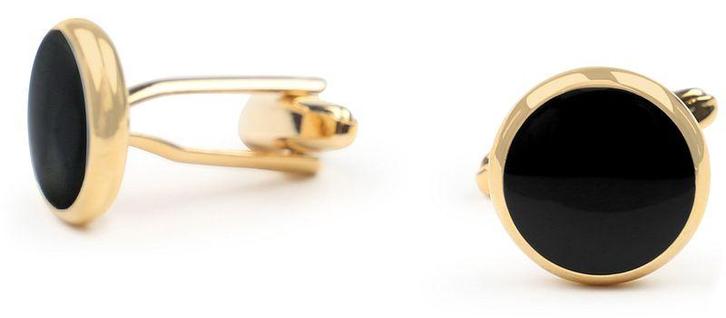 Manchetknoop Rond Goud Zwart maat  Heren, Handtassen en Accessoires, Manchetknopen, Nieuw, Verzenden