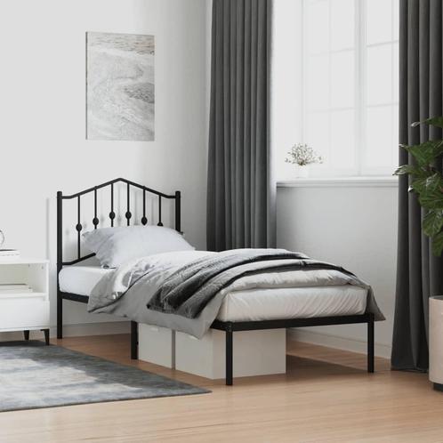 vidaXL Bedframe met hoofdbord metaal zwart 90x200 cm, Huis en Inrichting, Slaapkamer | Bedden, Nieuw, Verzenden