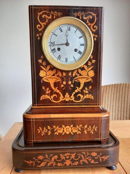 Horloge Style Empire Bois, Bronze, Émail, Verre - 1800-1850, Antiek en Kunst, Antiek | Klokken