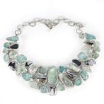 Kostbare halsband met Aquamarijn en natuurlijk Hematiet 925
