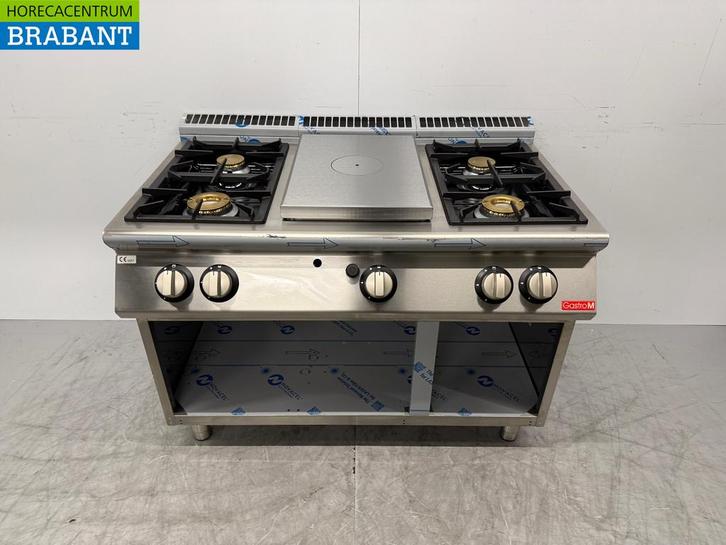 RVS Gastro-M 4 Pits Fornuis met Doorkookplaat 120 cm GAS, Articles professionnels, Horeca | Équipement de cuisine, Enlèvement ou Envoi