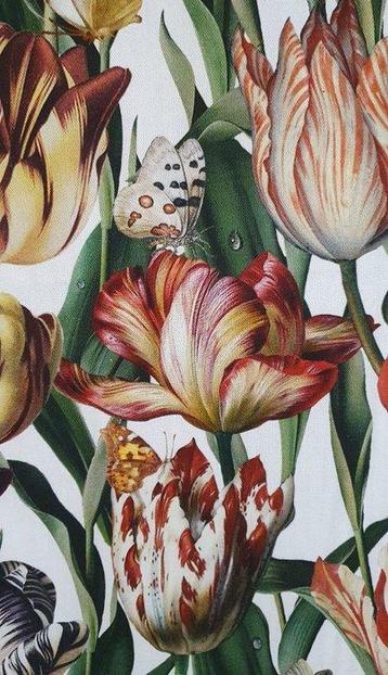 Tissu Art Nouveau avec tulipes - Motif réaliste - Textile -