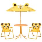 vidaXL 3-delige Bistroset voor kinderen met parasol geel, Tuin en Terras, Verzenden, Nieuw