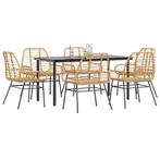 vidaXL 7-delige Tuinset poly rattan glas bruin, Verzenden, Nieuw, Tuinset