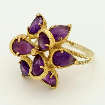 Ring - 18 karaat Geel goud - Amethist