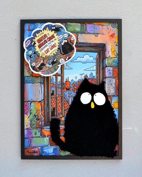 Patrycja Mroczkowska - Whats your black Shaggy cat up to at, Antiquités & Art, Art | Objets design