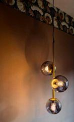 Plafondlamp - Gelakt messing, Rookglas - Bijzondere hanglamp