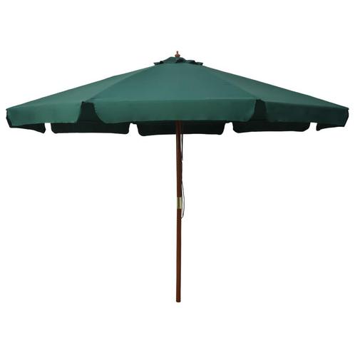 vidaXL Parasol met houten paal 330 cm groen, Tuin en Terras, Parasols, Nieuw, Verzenden