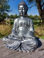 Beeld, 60 cm high silver-colored bronze Buddha statue - 60