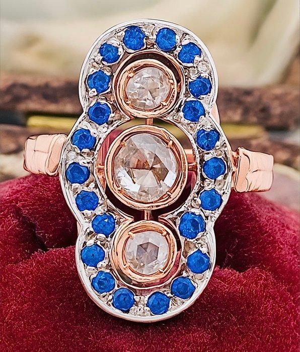 Zonder minimumprijs - Ring - 9 kt. Roségoud, Zilver Diamant, Handtassen en Accessoires, Ringen