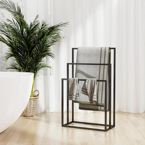 vidaXL Handdoekenrek vrijstaand 48x24x79 cm ijzer zwart, Huis en Inrichting, Badkamer | Badtextiel en Accessoires, Nieuw, Verzenden